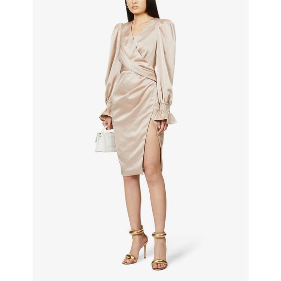 LAVISH ALICE
Wrap side-slit crepe-satin midi dress  🔥🔥🔥 SALE - Picture 1 of 9